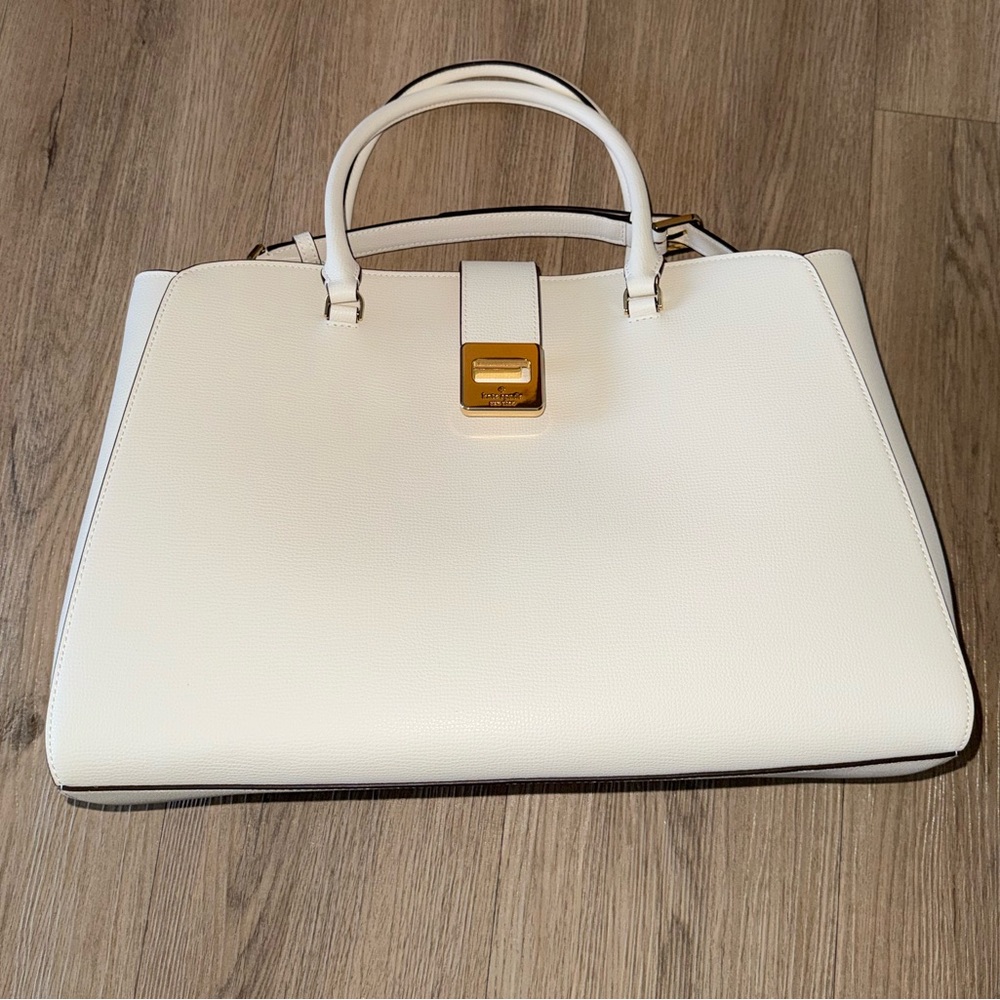 Kate Spade Commuter Tote White with Gold Accent